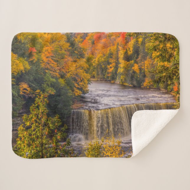 Cobertor Sherpa Cachoeira Superior com Cores de Outono (Frente (Horizontal))