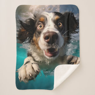 Cobertor Sherpa Cachorro Animado Nadando Embaixo D'água Design