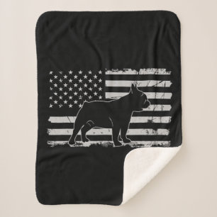 Cobertor Sherpa Cachorro Bandeira Americana Patriótica Francesa
