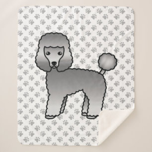Cobertor Sherpa Cachorro de Cartoon de Poodle com cinza
