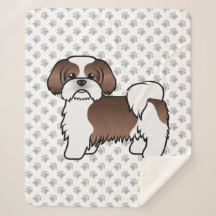 Cobertor Sherpa Cachorro De Cartoons De Fígado E Branco Shih Tzu C