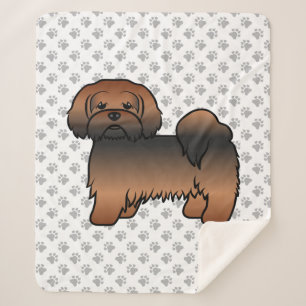 Cobertor Sherpa Cachorro de Cartoons de Lhasa Apso Vermelho