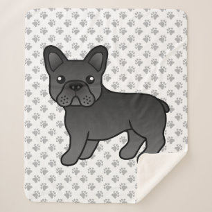 Cobertor Sherpa Cachorro de Cartoons Negro-Buldogue