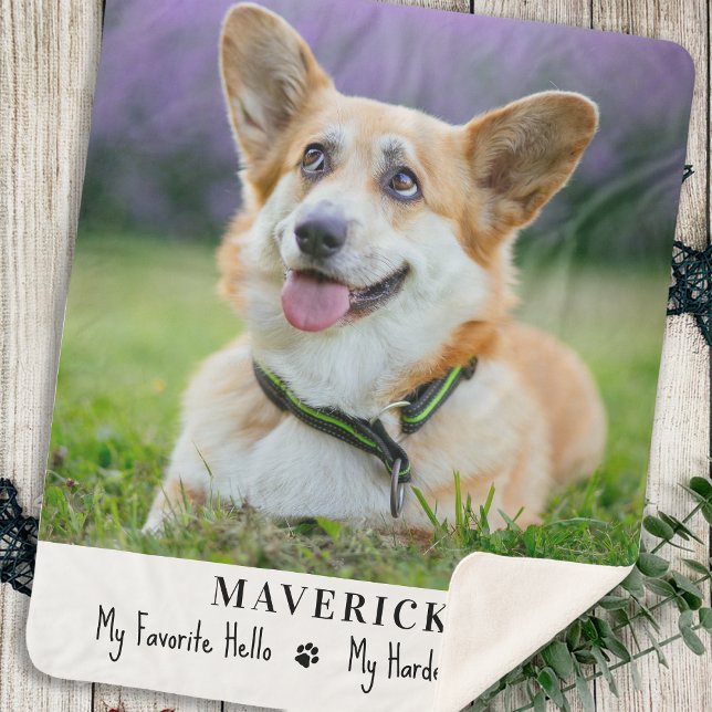 Cobertor Sherpa Cachorro Favorito Alô Mais Duro Foto De Adeus Pet (Criador carregado)