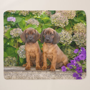 Cobertor Sherpa Cachorros de Cachorro da Baviera com Flores