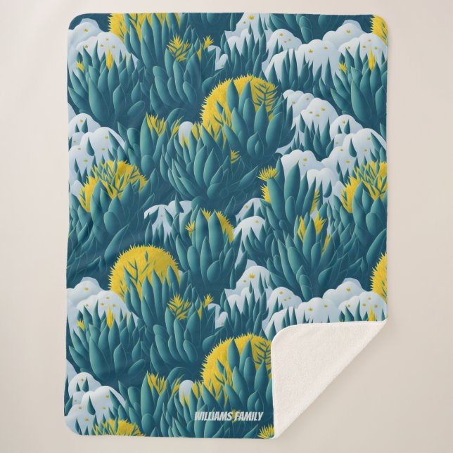 Cobertor Sherpa Cacto de inverno personalizado, suculentos na flor (Frente)