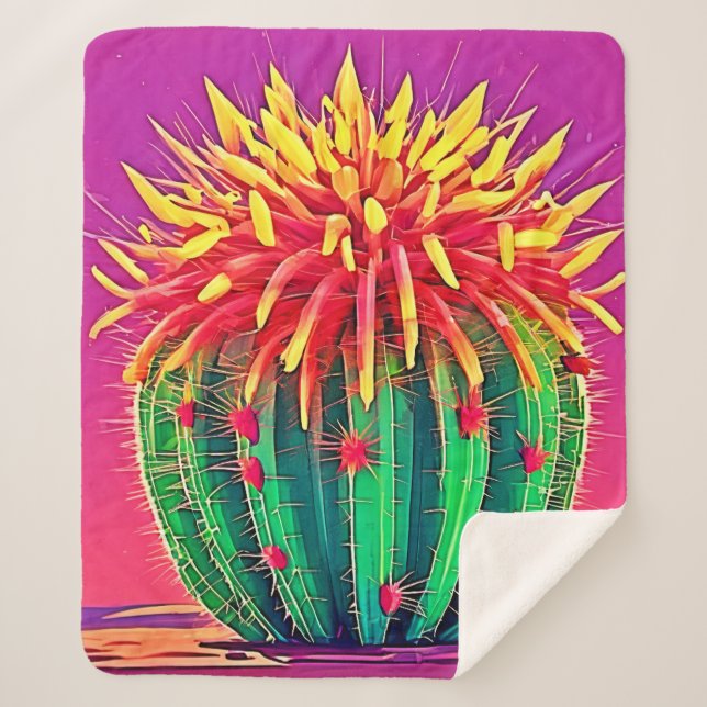 Cobertor Sherpa Cactus Vibrante (Frente)