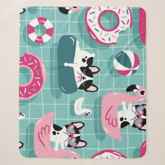 Cobertor Sherpa Cães com flutuação de piscina, padrão de colheita.