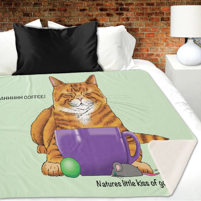 Cobertor Sherpa Café Laranja Gengibre Gata Engraçado (Criador carregado)