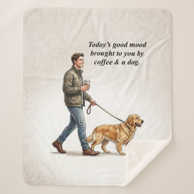 Cobertor Sherpa Café & um Dia Aconchegante com Golden (Frente)