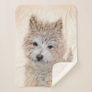 Cobertor Sherpa Cairn Terrier Puppy Painting - Arte Original De C