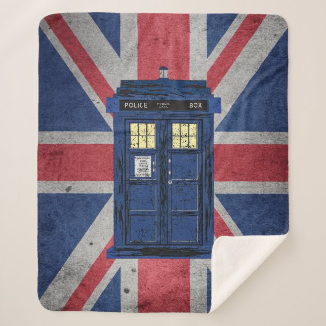 Cobertor Sherpa Caixa de Chamada Pública da Polícia Azul - Viagem  (Frente)