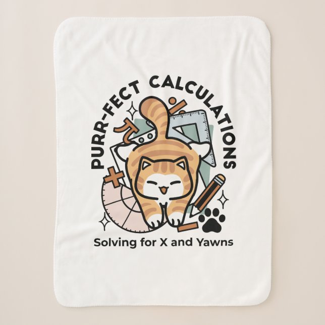 Cobertor Sherpa Cálculos Perfeitos – Design de Gato de Matemática  (Frente)