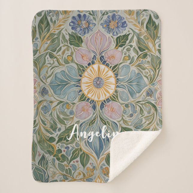 Cobertor Sherpa Caleidoscópio Floral Personalizado (Frente)