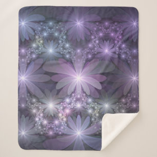 Cobertor Sherpa Cama de Flores Arte de Fractal Abstrato Brilhante 