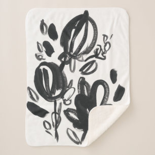 Cobertor Sherpa Cameo Bloom - Preto e Branco
