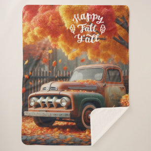 Cobertor Sherpa Caminhão de fazenda Russo/Vintage de outono