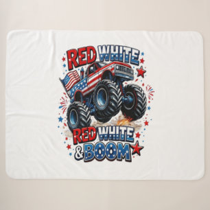 Cobertor Sherpa Caminhão Monstro Red White Boom