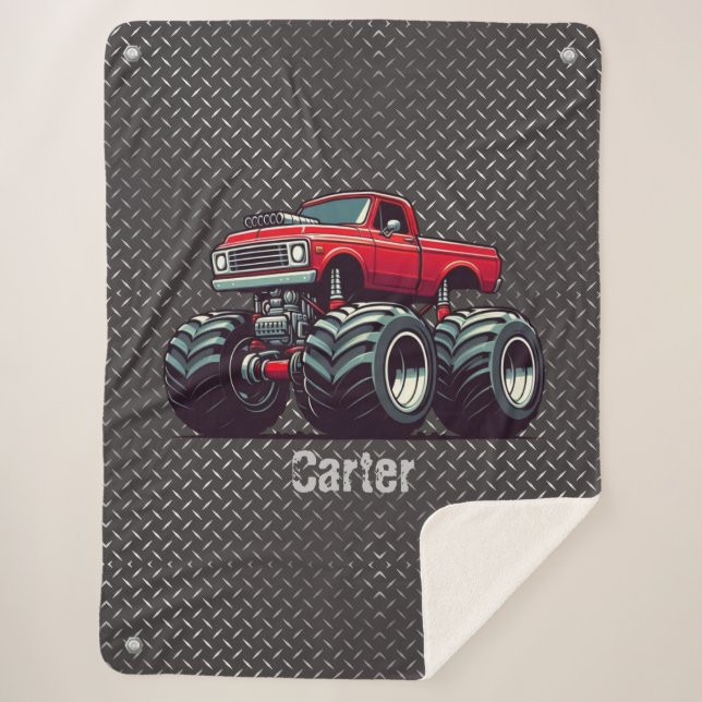 Cobertor Sherpa Caminhão monstro vermelho (Frente)