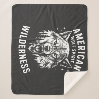 Cobertor Sherpa Camiseta American Wolf Spirit Wilderness
