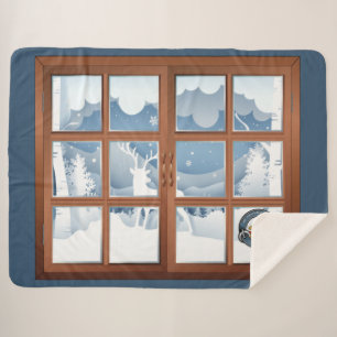 Cobertor Sherpa Campbell Clan Crachá Winter Scene Large