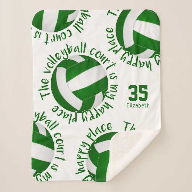 Cobertor Sherpa campo de voleibol branco verde (Frente)