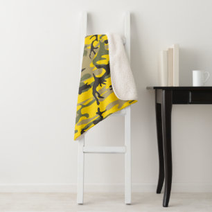 Cobertor Sherpa Camuflagem Amarela e Verde, Militar, Exército