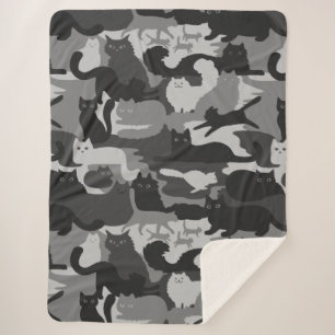 Cobertor Sherpa Camuflagem cinza Gatos-Padrão Cinza Gatinhos Camo