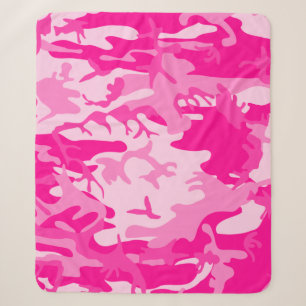 Cobertor Sherpa camuflagem de camo rosa quente