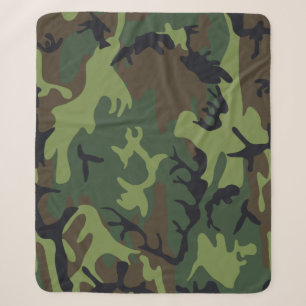 Cobertor Sherpa Camuflagem Militar Floresta Verde
