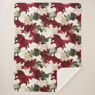 Cobertor Sherpa Camuflagem Vermelho Verde Creme