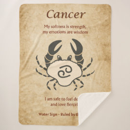Cobertor Sherpa Cancer Zodiac Design with Intuitive Affirmations