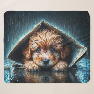 Cobertor Sherpa Canino úmido e coração em tempo tempestuoso