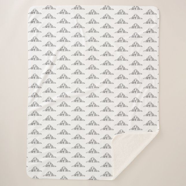 Cobertor Sherpa cão-caçador preto branco-cachorrinho (Frente)