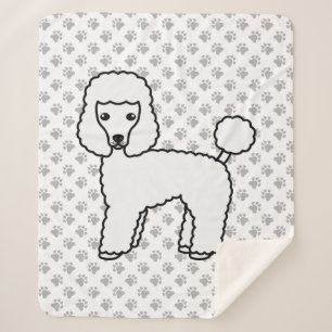 Cobertor Sherpa Cão de Cartoon Branco de Poodle