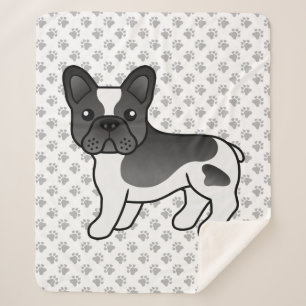 Cobertor Sherpa Cão-de-Cartoon Negro Piebaldo Francês