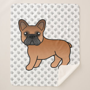 Cobertor Sherpa Cão-de-Cartoon Vermelho Francês Bulldog