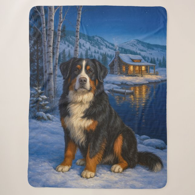 Cobertor Sherpa Cão de Montanha Bernês Férias  (Frente)