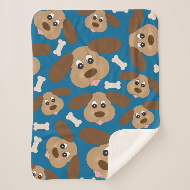 Cobertor Sherpa Cão de sorriso bonito com orelhas grandes (Frente)