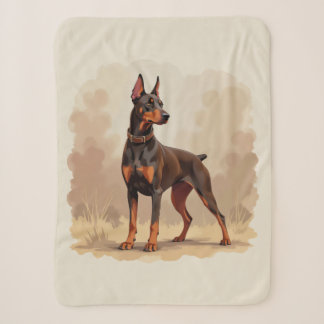 Cobertor Sherpa Cão Doberman Pinscher Marrom Ferrugem Vermelho