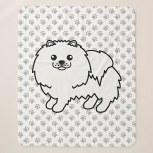 Cobertor Sherpa Cão e patas brancas Pomeranianas