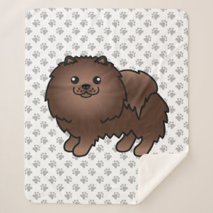Cobertor Sherpa Cão e patas de cartoon marrom-pomeraniana