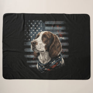 Cobertor Sherpa Cão Springer Spaniel Bandeira Americana