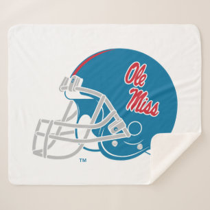 Cobertor Sherpa Capacete Ole Miss Futebol Azul claro