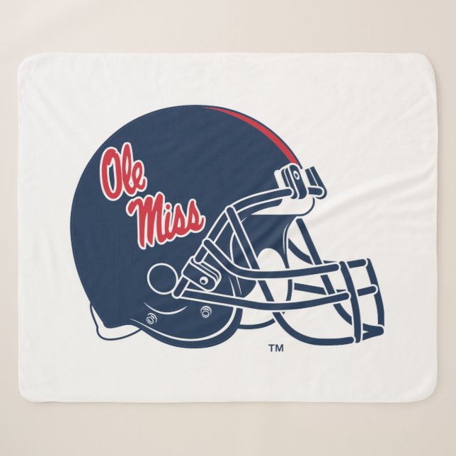 Cobertor Sherpa Capacete Ole Miss Futebol | Azul escuro (Frente (Horizontal))
