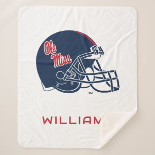 Cobertor Sherpa Capacete Ole Miss Futebol   Azul escuro