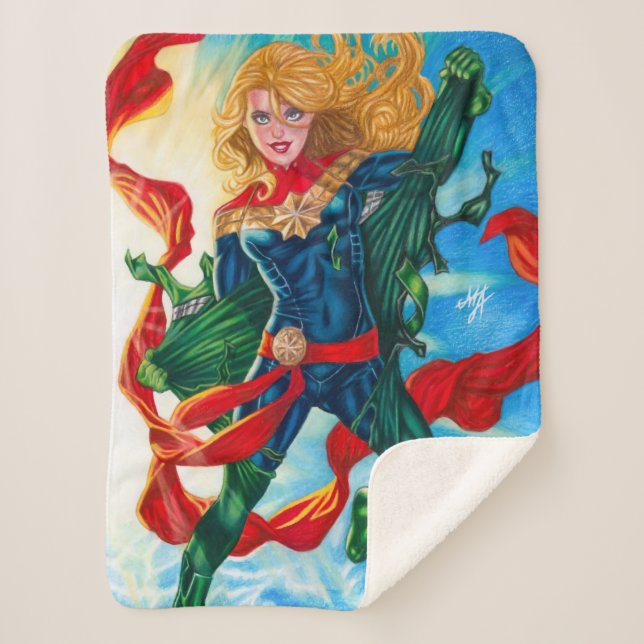 Cobertor Sherpa Capitã Marvel ~ Carol Danvers (Frente)