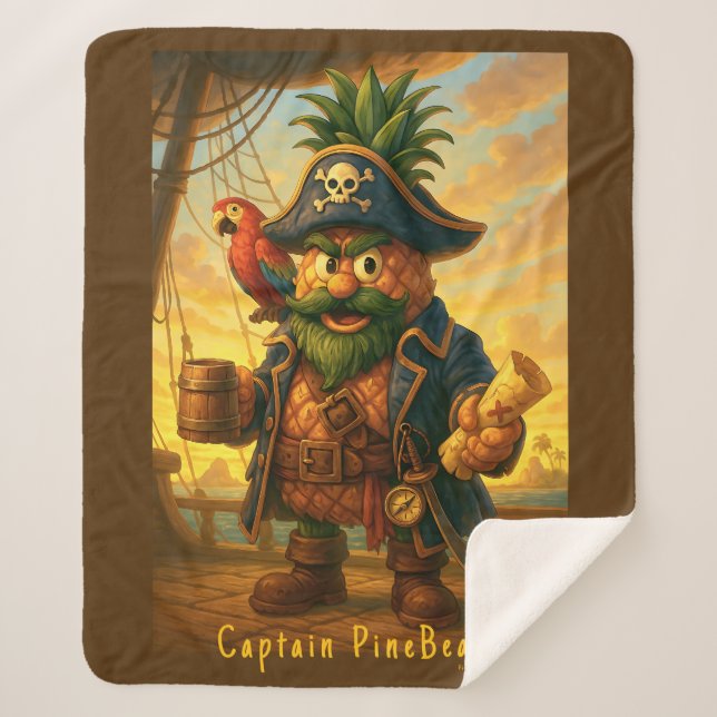 Cobertor Sherpa Capitão PineBeard - Império do Abacaxi (Frente)