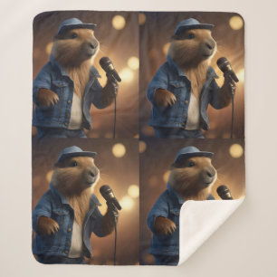 Cobertor Sherpa "Capivara Cowboy: Serenata no Oeste Selvagem"