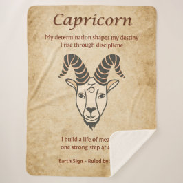 Cobertor Sherpa Capricorn Zodiac Sign with Affirmations